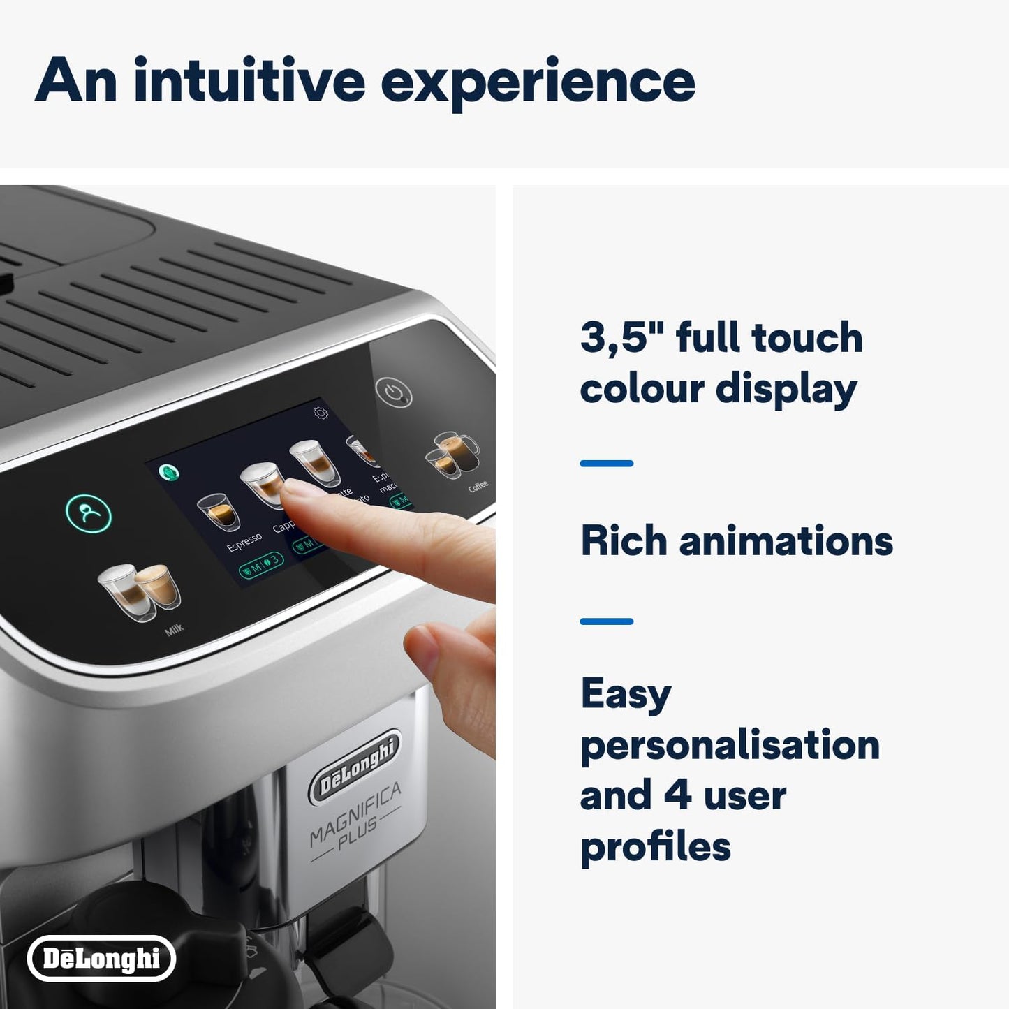 De'Longhi Magnifica Plus Automatic Coffee Machine With LatteCrema Hot Grey And Black
