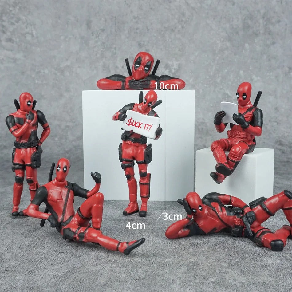Deadpool Desk Accesories 6 Pcs Model Figure Toys