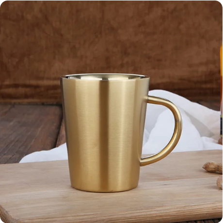 Gold Stainless Steel Double Layer Mug Insulated Coffee Cup