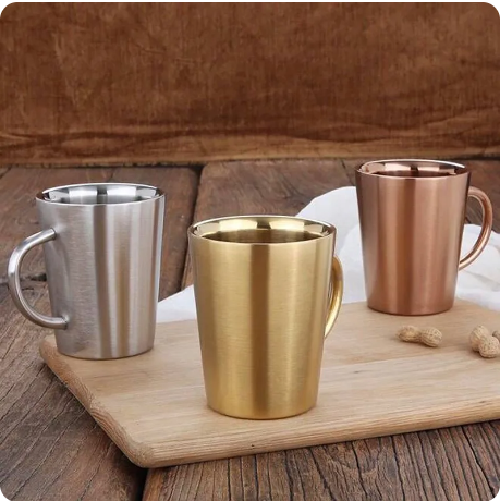 Gold Stainless Steel Double Layer Mug Insulated Coffee Cup