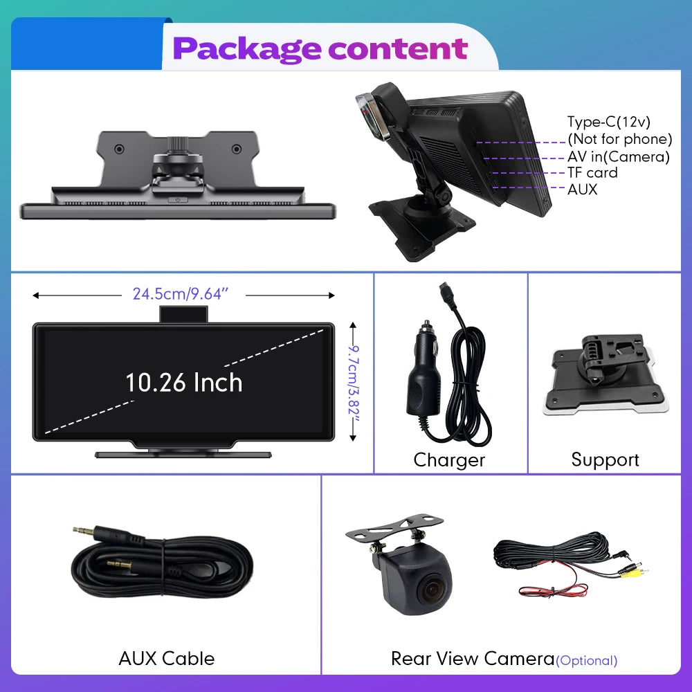 CARPLAY MONITOR IPS SCREEN 10.26 INCH WIRELESS 6