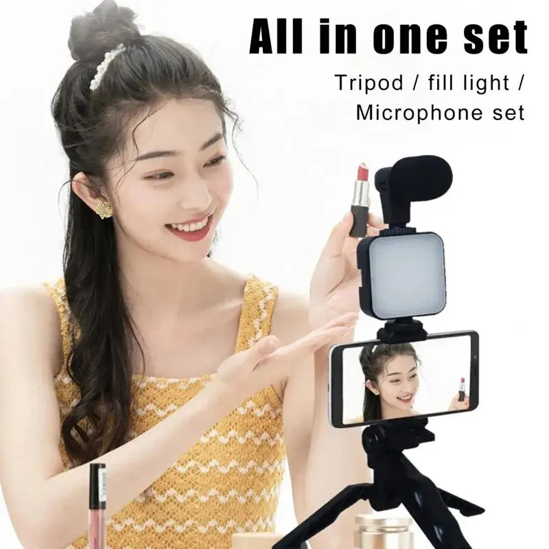 Smartphone Vlogging Kit Tripod And Mini Microphone LED 2