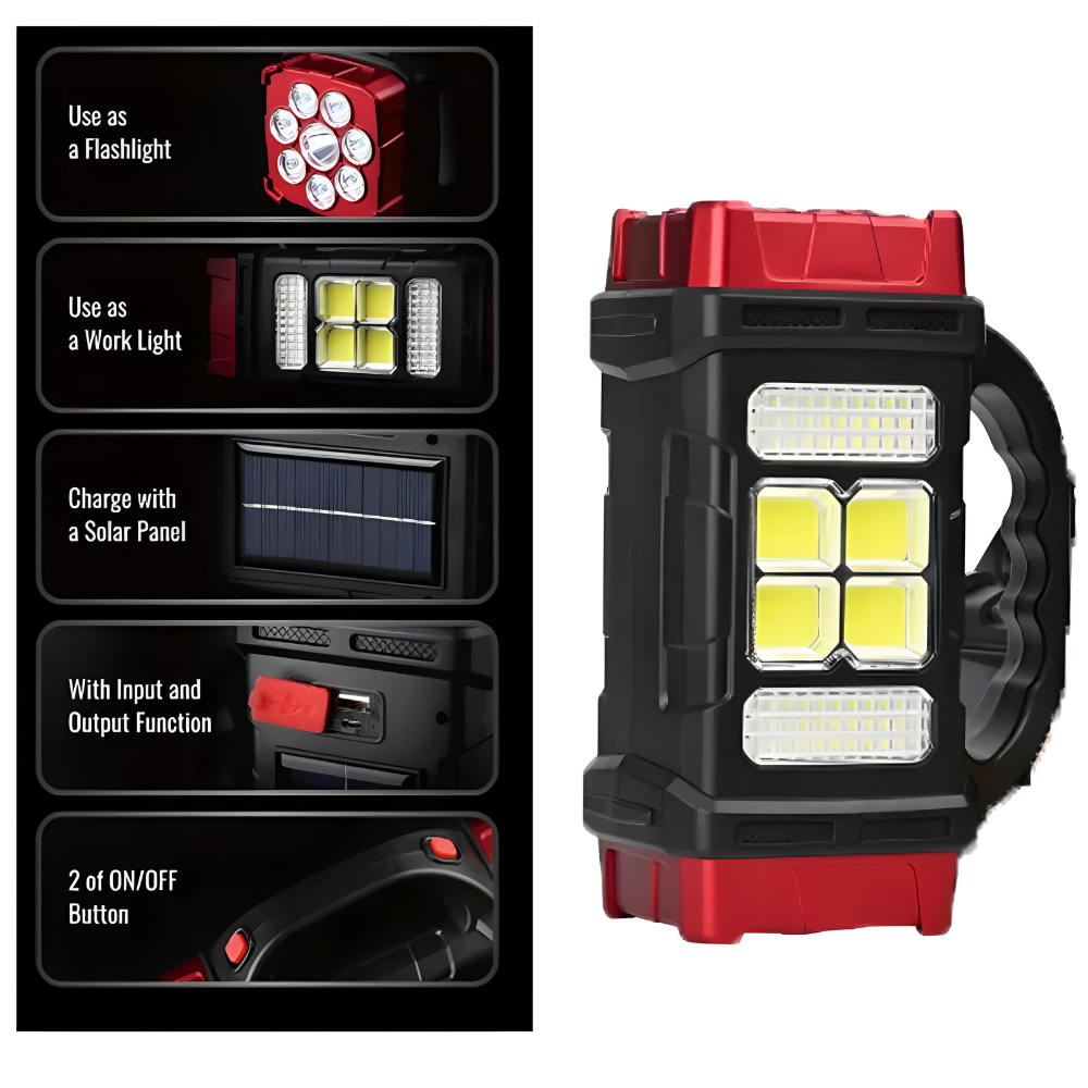 Spell Flashlight Multifunctional Solar Handheld Rechargeable Led Flashlight – Apex Cargo
