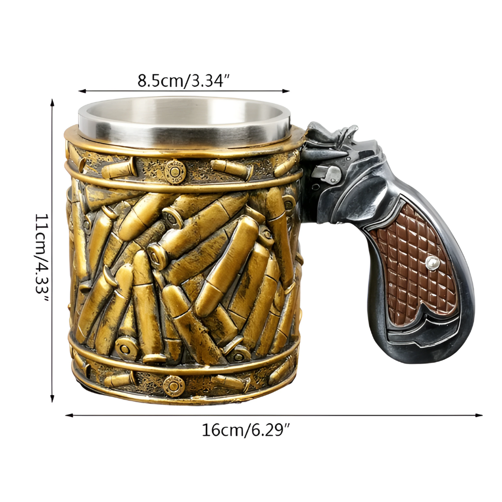 Western Revolver Gun Coffee Mug With Round Shells 2